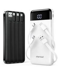 Charmast 2-Pack | Built-in Cables | 10000mAh LED Display Power Bank Charmast 2-Pack | Built-in Cables | 10000mAh LED Display Power Bank