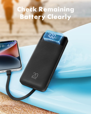 Charmast 20000mAh Power Bank with Built-in Cables | USB C Battery Pack Charmast 20000mAh Power Bank with Built-in Cables | USB C Battery Pack