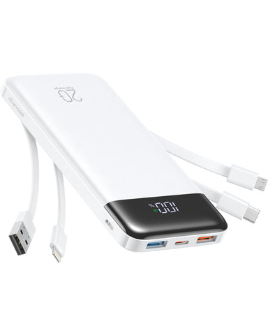 Charmast 20000mAh Power Bank with Built-in Cables | USB C Battery Pack Charmast 20000mAh Power Bank with Built-in Cables | USB C Battery Pack
