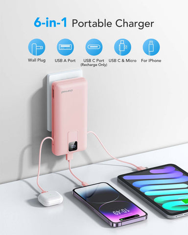 Charmast 20000mAh Portable Charger with Built-in Cables and Wall Plug Charmast 20000mAh Portable Charger with Built-in Cables and Wall Plug