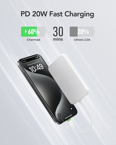 Charmast 10000mAh Slim 20W Power Bank with Removeable Cable & Display Charmast 10000mAh Slim 20W Power Bank with Removeable Cable & Display