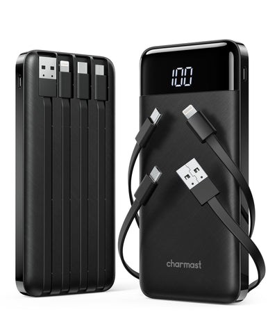 2-Pack | Built-in Cables | 10000mAh LED Display Power Bank