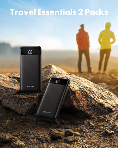 Charmast 2-Pack | Built-in Cables | 10000mAh LED Display Power Bank