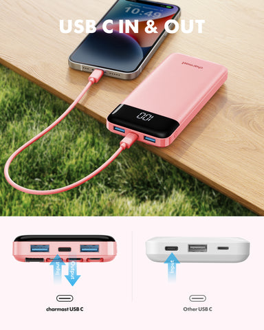 Charmast 10000mAh Built-in Cables | Ultra Slim | LED Display Power Bank