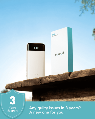 Charmast 20000mAh Power Bank with Built-in Cables | USB C Battery Pack
