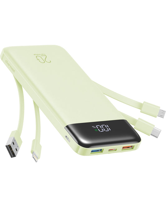 Charmast 20000mAh Power Bank with Built-in Cables | USB C Battery Pack