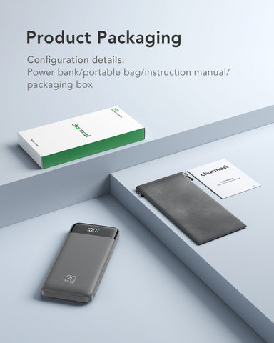 Charmast 20000mAh Power Bank with Built-in Cables | USB C Battery Pack