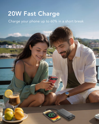 Charmast 20000mAh Power Bank with Built-in Cables | USB C Battery Pack