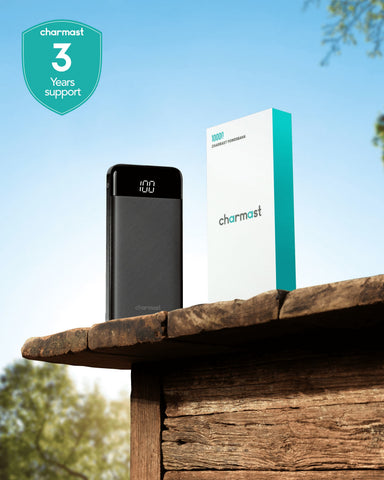 Charmast 10000mAh Built-in Cables | Ultra Slim | LED Display Power Bank