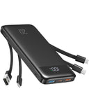 Charmast 20000mAh Power Bank with Built-in Cables | USB C Battery Pack