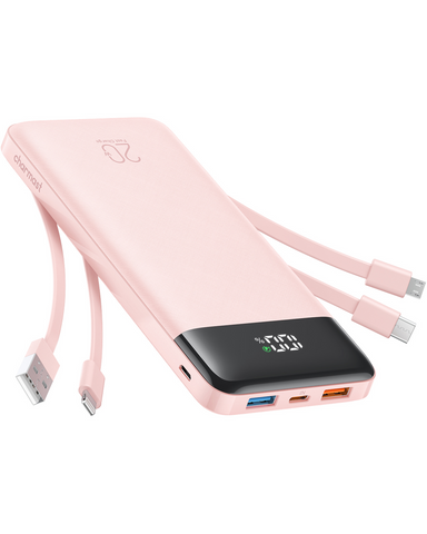 Charmast 20000mAh Power Bank with Built-in Cables | USB C Battery Pack