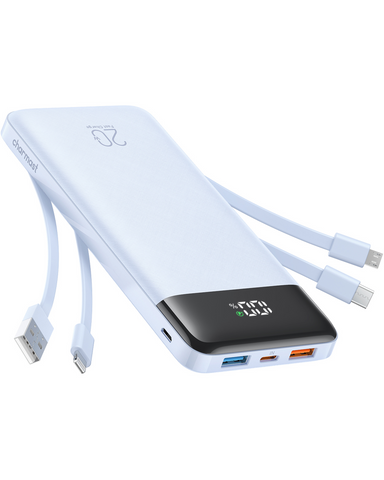 Charmast 20000mAh Power Bank with Built-in Cables | USB C Battery Pack