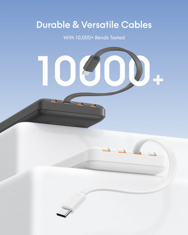 Charmast 10000mAh 22.5W Built-in Cables | Ultra Slim | LED Display Power Bank
