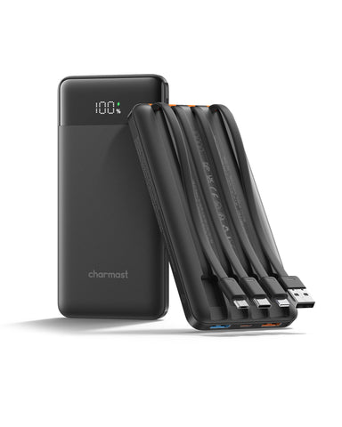 Charmast 10000mAh 22.5W Built-in Cables | Ultra Slim | LED Display Power Bank