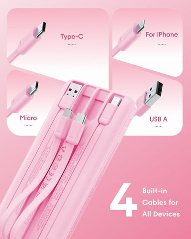 Charmast 10000mAh 22.5W Built-in Cables | Ultra Slim | LED Display Power Bank