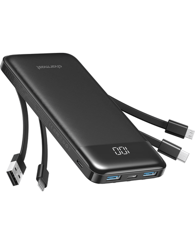 Charmast 10000mAh Built-in Cables | Ultra Slim | LED Display Power Bank