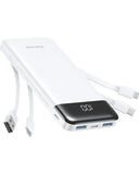 Charmast 10000mAh Built-in Cables | Ultra Slim | LED Display Power Bank