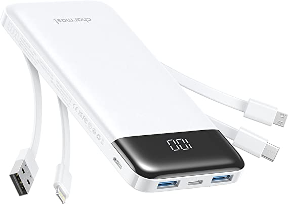 Built-in Cables | Ultra Slim | LED Display Power Bank
