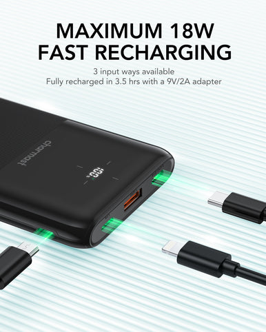 10000mAh PD20W Mini Fast Charging Power Bank with LED Display