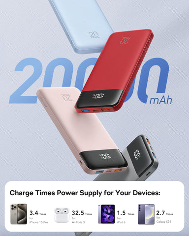 Charmast 20000mAh Power Bank with Built-in Cables | USB C Battery Pack