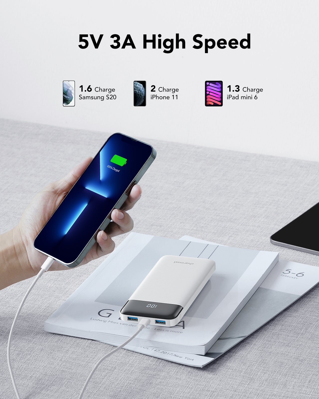 10400mAh 3A Fast Charging Power Bank with LED Display