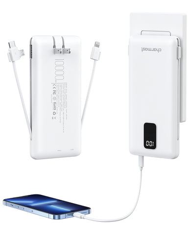 Built-in AC Plug & Cables 10000mAh Power Bank